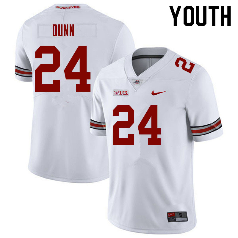Ohio State Buckeyes Jantzen Dunn Youth #24 White Authentic Stitched College Football Jersey